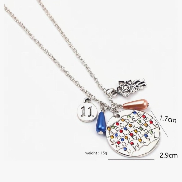 Stranger Things Themed Charm Necklace with Alphabet Wall + 3 Charms & Gift 🎁 - Picture 4 of 10